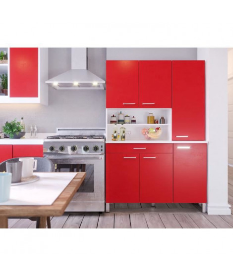 TACOMA Buffet de cuisine L 120 cm - Rouge mat