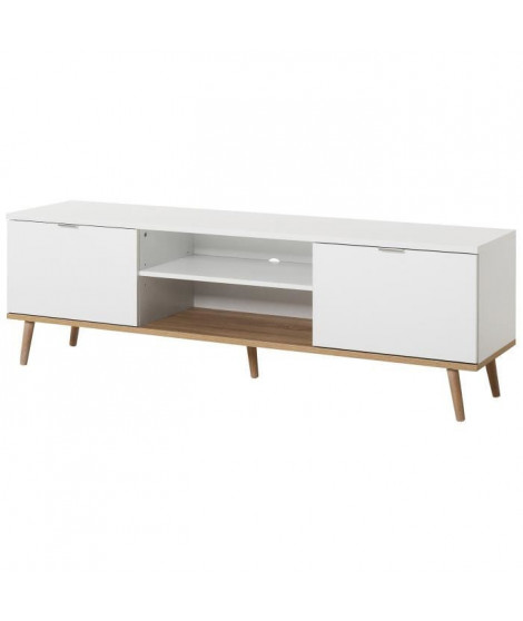 GÖTEBORG Meuble TV scandinave blanc - L 160 cm