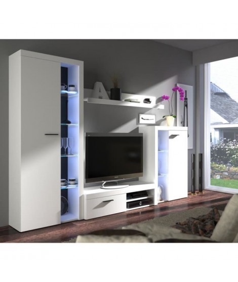 RUMBA Meuble TV contemporain blanc mat - L 120 cm