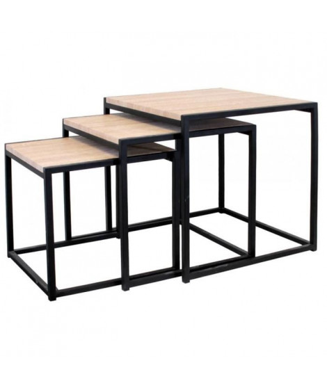 Lot de 3 Tables carrées gigognes - L 45 x P 45 x H 45 cm