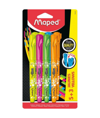 MAPED Assortiment de 5 stylos fluo Peps + 3 couleurs assorties