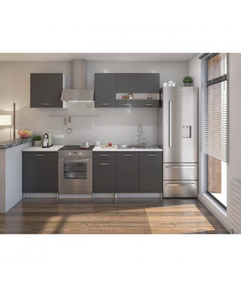 EXTRA Cuisine Complete avec plan de traval L 240 cm - Gris mat