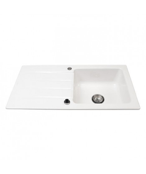 VILLEROY & BOCH Evier cuisine a encastrer 1 grand bac + 1 égouttoir Architectura - Céramique - 97 x 48 cm - Blanc