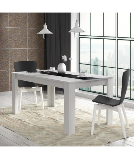 FINLANDEK Table a manger ELÄMÄ de 6 a 8 personnes style contemporain en bois aggloméré blanc et noir mat  - L 160 x l 90 cm