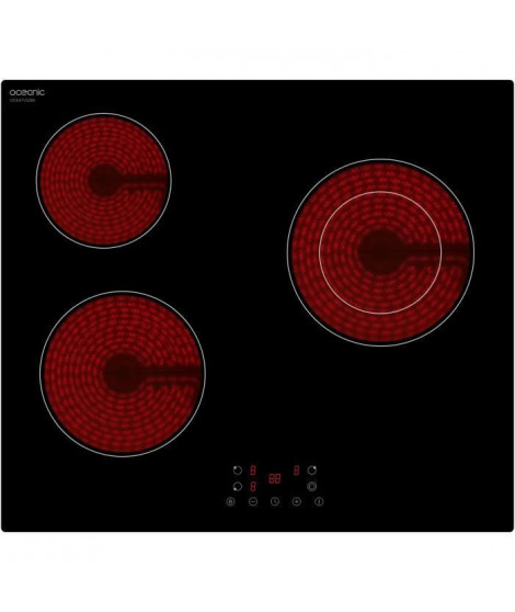 OCEANIC Table de cuisson 3 zones vitrocéramique - 5200W - largeur 60 cm