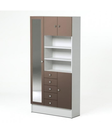 GALET Armoire de salle de bain L 90 cm - Blanc et taupe mat