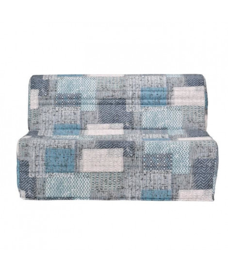 Joe Banquette BZ PATCHWORK - Tissu bleu blanc et gris - L 143 x P 101 x H 95 cm