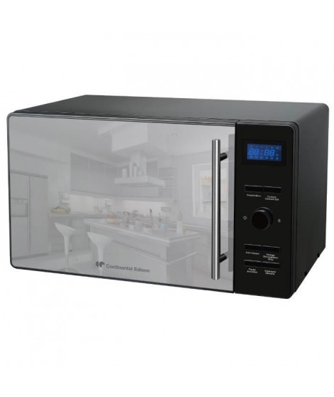 CONTINENTAL EDISON CEMO23CGBM - Micro-ondes combiné grill noir porte miroir - 23 L