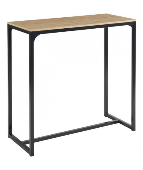 ARCHE Table haute - Style industriel en MDF et métal - Décor chene et noir - L 115 x P 50 x H 110 cm