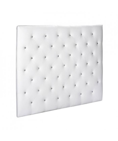 SOGNO Tete de lit capitonnée style contemporain - Simili blanc - Boutons cristal - L 140 cm