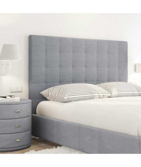 SOGNO Tete de lit capitonnée style contemporain - Tissu gris clair - L 140 cm