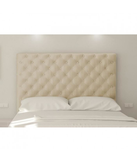 SOGNO Tete de lit capitonnée style contemporain - Tissu microfibre creme - L 140 cm