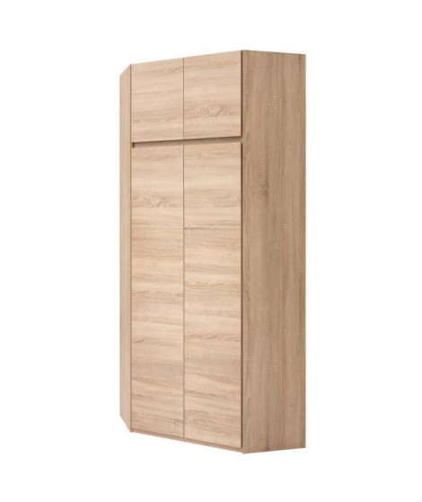 ACADEMICA Armoire d'angle de chambre style contemporain décor chene sonoma - L 80,5 cm