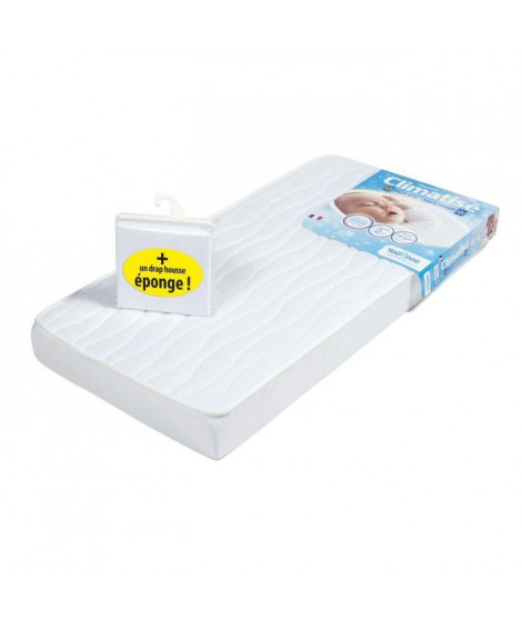 YOOPIDOO Matelas bébé Climatisé - Eté Hiver - Fabrication française - 70 x 140 x 12 cm + Drap housse