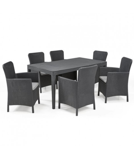 ALLIBERT JARDIN Table 6 personnes Girona Wucker Rond Graphite