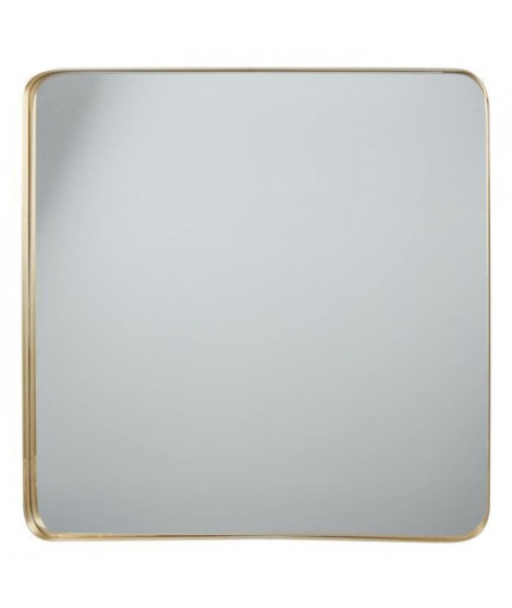Miroir carré en aluminium - 60 x 60 x 3,5 cm - Jaune doré