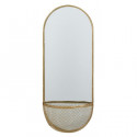 Miroir oval avec panier - 20 x 50 x 9 cm - Jaune doré