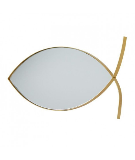 Miroir en forme de Poisson - 39,6 x 18,5 x 1,6 cm - Jaune doré