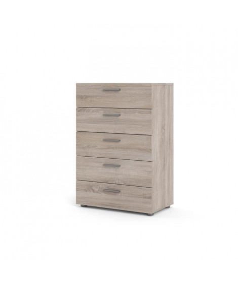 TYHJA Commode 5 tiroirs - Chene Truffe - L 70 x P 40 x H 102 cm