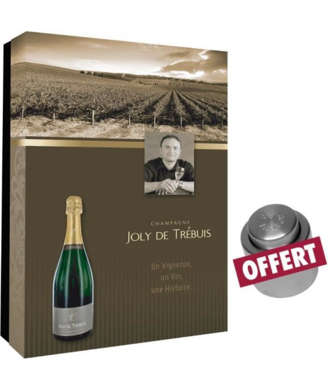Coffret vide Joly de Trebuis pour 2 bouteilles et bouchon champagne