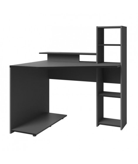 GAMING Bureau d'angle réversible - Décor gris et noir - L 112 x P 90 x H 121  cm