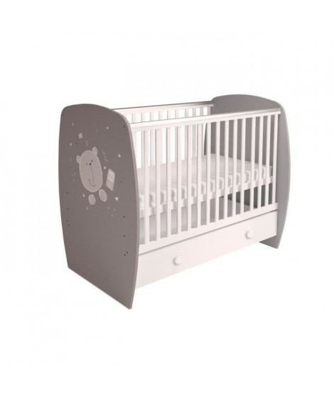 POLINI "Ourson Teddy" lit 120*60 avec tiroir - blanc/gris