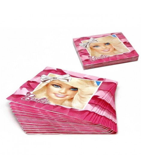 ATOSA Pack de 15 serviettes en carton jetable - Collection Barbie - Fille - 33x33 cm (Lot de 3)