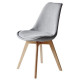 BJORN Lot de 2 chaises pieds bois Hetre - Tissu Gris - L 48,5 x P 56 x H 83 cm
