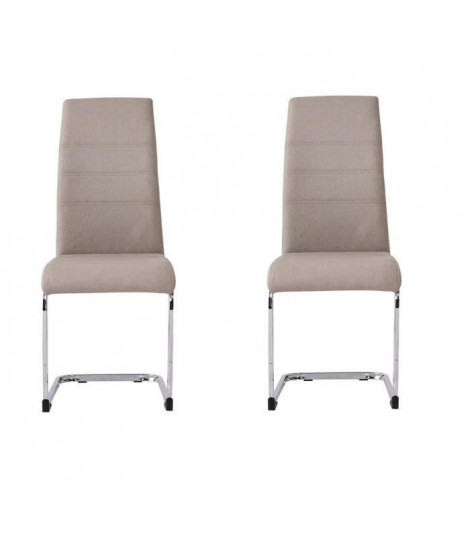 JANE Lot de 2 chaises - Pied chromé - Tissu taupe - L 42 x P 56 x H 99 cm