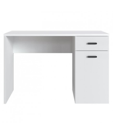 TOLEDE Bureau d'angle 1 porte 4 tiroirs - Décor papier blanc - L