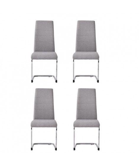 JANE Lot de 4 chaises - Pied chromé - Tissu gris - L 42 x P 56 x H 99 cm