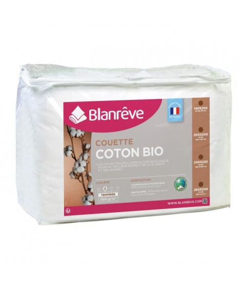 BLANREVE Couette tempérée Coton BIO - 300g/m² - 140x200cm