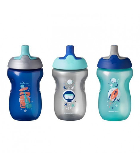 TOMMEE TIPPEE Tasse Sporty pour enfant - bleu - 12 mois + - Lot de 3