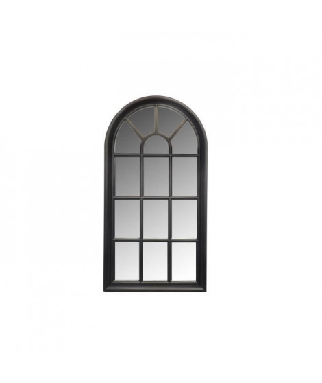Miroir fenetre arrondie - 71x36 cm - Noir