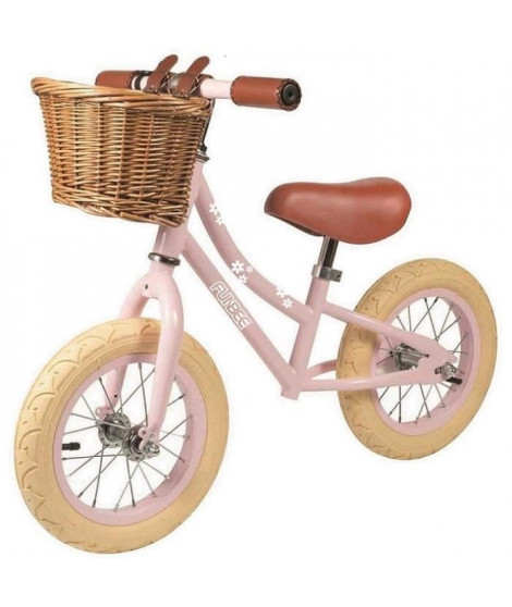 FUNBEE Draisienne 12 P'tite Promeneuse avec panier - Rose poudré