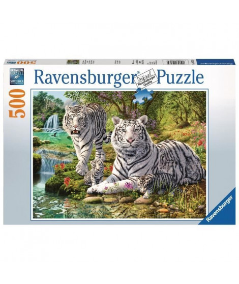 RAVENSBURGER Puzzle 500 p - Famille de tigres blancs
