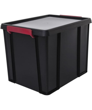 IRIS OHYAMA Boîte de rangement empilable avec couvercle - Multi Box - MBX-38- Plastique - Noir, rouge et transparent - 38 L