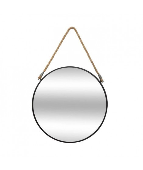 ATMOSPHERA Miroir a corde Rond en métal - Noir - Ø 37 cm