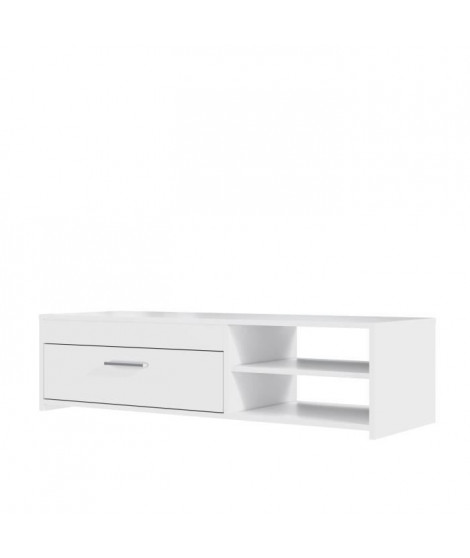 PILVI Meuble TV contemporain - Blanc mat - L 120 x P 42,1 x H 31,8 cm