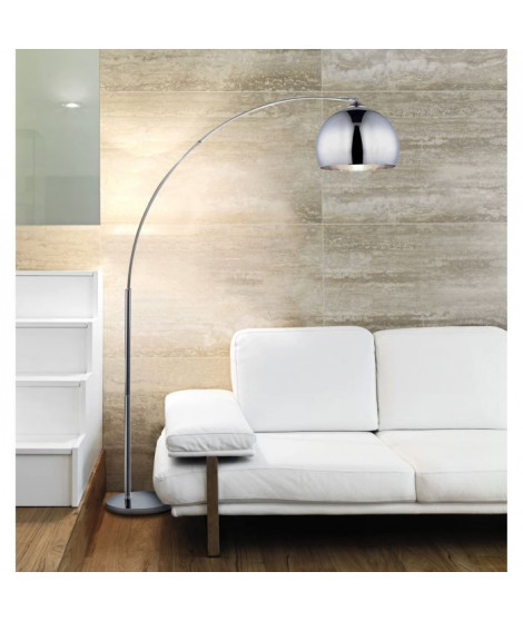 DESI Lampadaire arceau chrome - H 166 cm - Contemporain