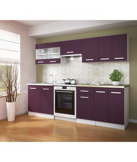 ULTRA Cuisine complete avec plan de travail L 2m40 - Aubergine mat