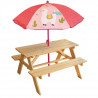 FUN HOUSE 713143 LOLA LAMA Table pique-nique en bois avec parasol pour enfant