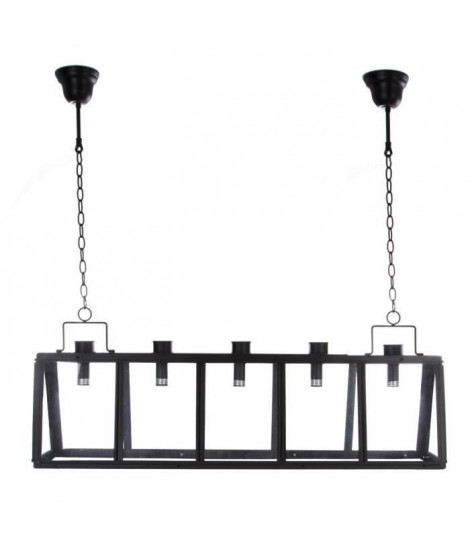 Suspension en verre et métal - H 32 cm - Noir