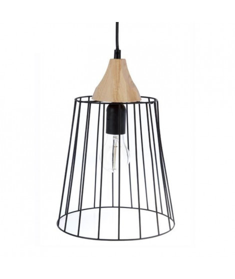 Suspension filaire en métal - Ø 24 x H 32,5 cm - Noir