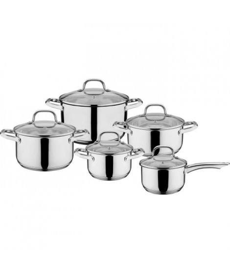 GSW 806787 Batterie en Inox Massif 10pcs - Faitouts 16, 20 et 24cm - marmite 20cm - casserole 16cm - tous feux dont induction