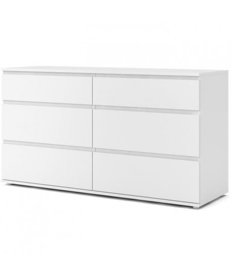 Commode 6 tiroirs - Décor blanc - L 153,4 x P 50 x H 83,70 cm - OMAHA