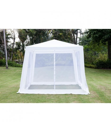 Tonnelle de jardin Pampe 2 - En acier toile polyester - 3 x 3 m - Blanc