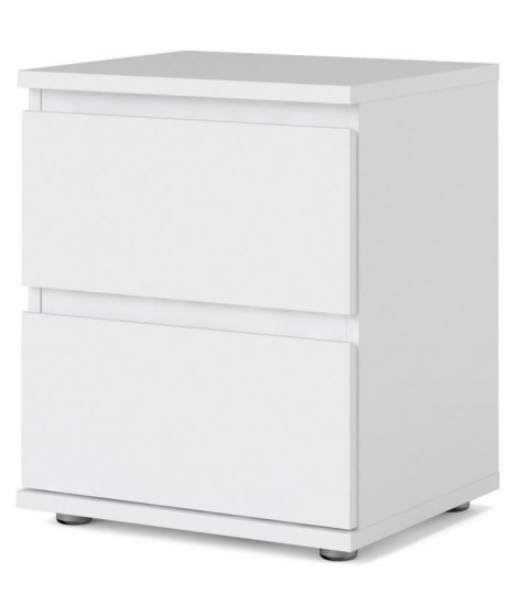 Chevet 2 tiroirs - Décor Blanc - L 40,2 x P 34 x H 48,2 cm - OMAHA