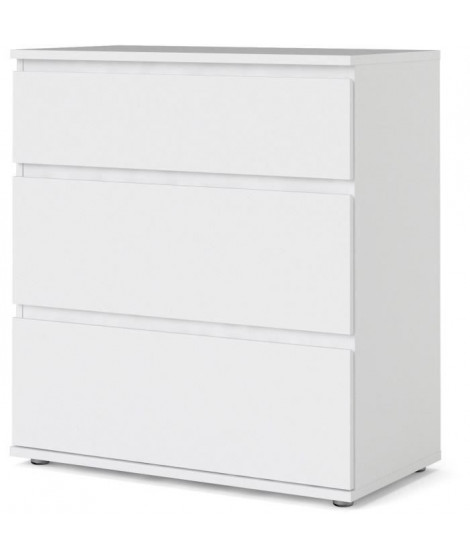 Commode 3 tiroirs - Décor blanc - L 76,8 x P 40 x H 83,70 cm - OMAHA