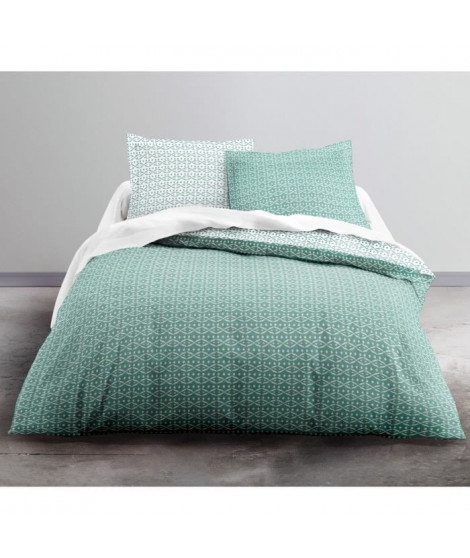 TODAY Parure de lit Bornéo - 1 housse de couette 240 x 260 cm + 2 Taies d'Oreiller 63 x 63 cm - 100% Coton 57 Fils - Vert